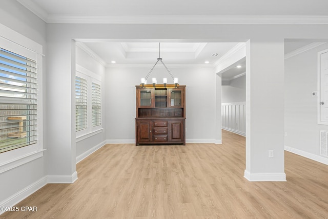 196 Martingale Loop, Lynn Haven, FL 32444 - unfurnished dining area with light wood-style floors, baseboards, and ornamental molding