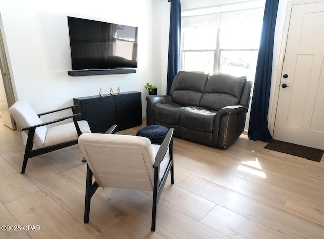 living room with light wood-style floors