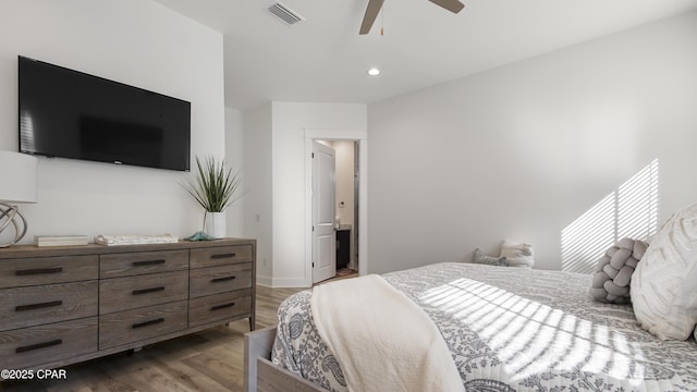 150 Grande Pointe Cir, Inlet Beach, FL 32461 - bedroom with light wood finished floors, recessed lighting, and ceiling fan
