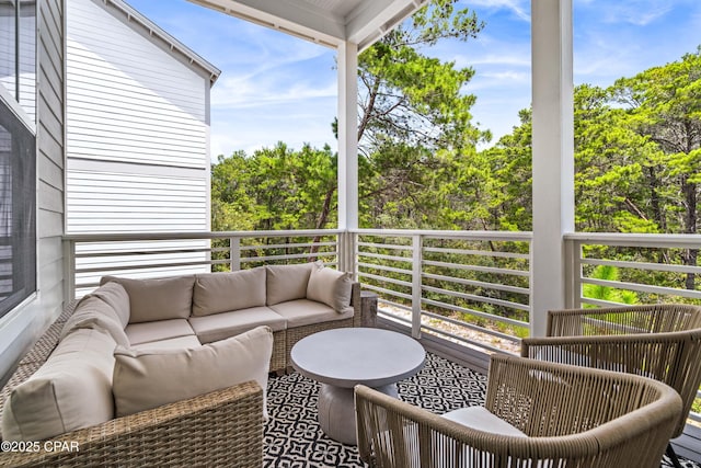 balcony featuring an outdoor living space