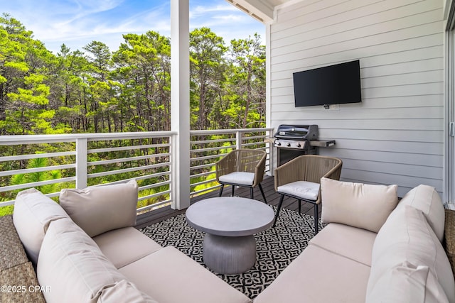 150 Grande Pointe Cir, Inlet Beach, FL 32461 - balcony featuring an outdoor living space and grilling area