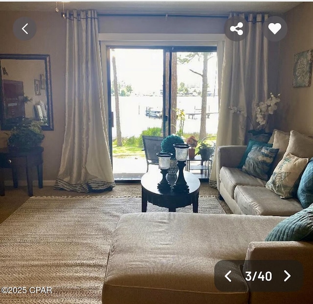 living area with carpet floors and plenty of natural light