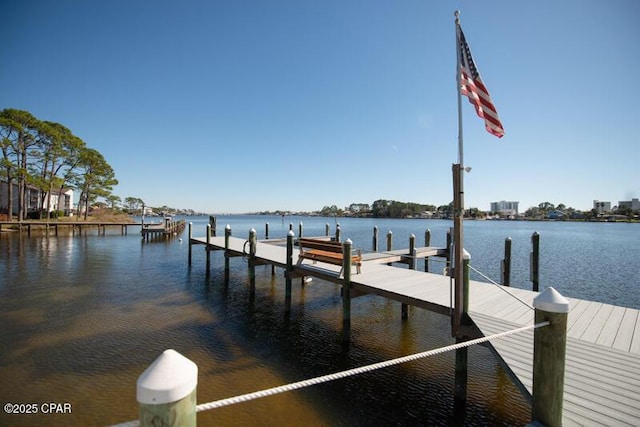 dock area featuring a water view