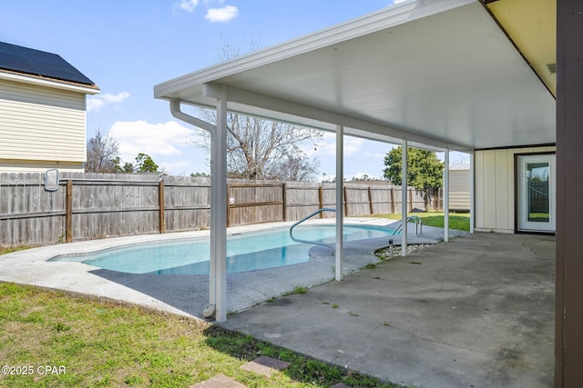 7577 Kelsey Dr, Panama City, FL 32404 - view of swimming pool with a fenced in pool, a fenced backyard, and a patio