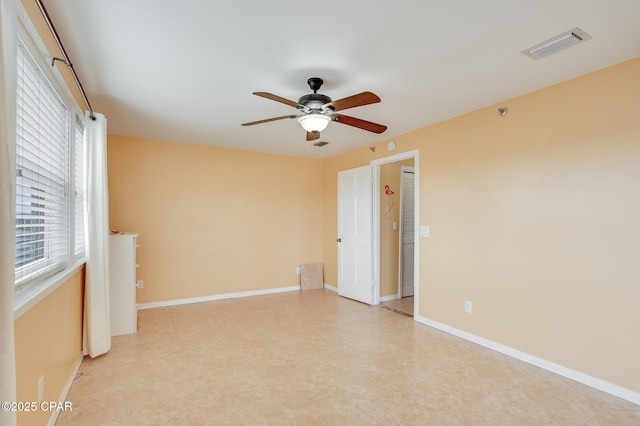 8730 Thomas Dr Unit 1201-B, Panama City Beach, FL 32408 - empty room featuring visible vents, baseboards, and ceiling fan