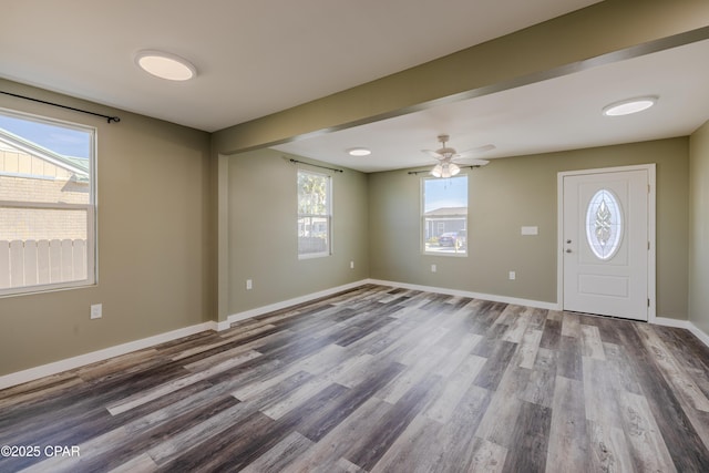 1705 Lake Ave, Panama City, FL 32401 - entryway with wood finished floors, baseboards, and ceiling fan
