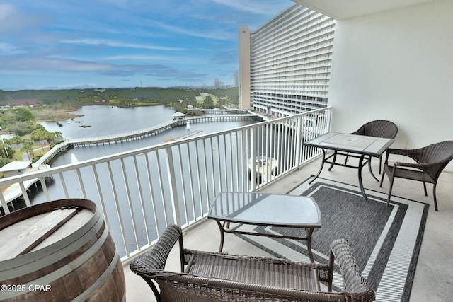 balcony with a water view