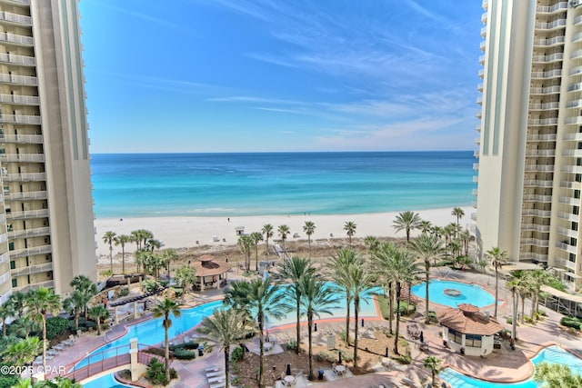 water view featuring a beach view