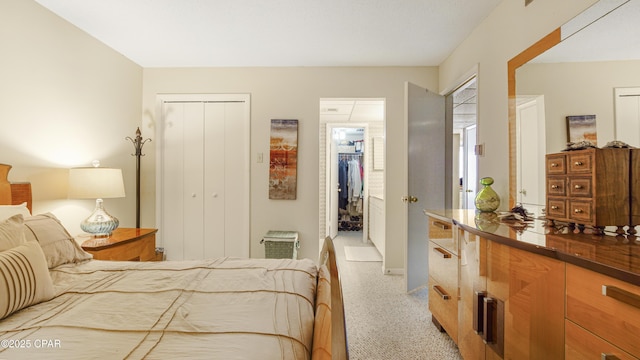 bedroom with two closets