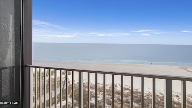 view of water feature featuring a beach view