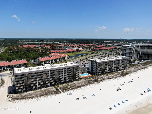 aerial view with a view of the beach