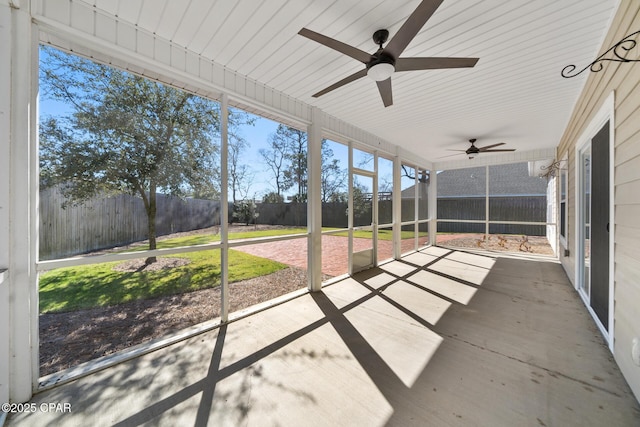 view of unfurnished sunroom