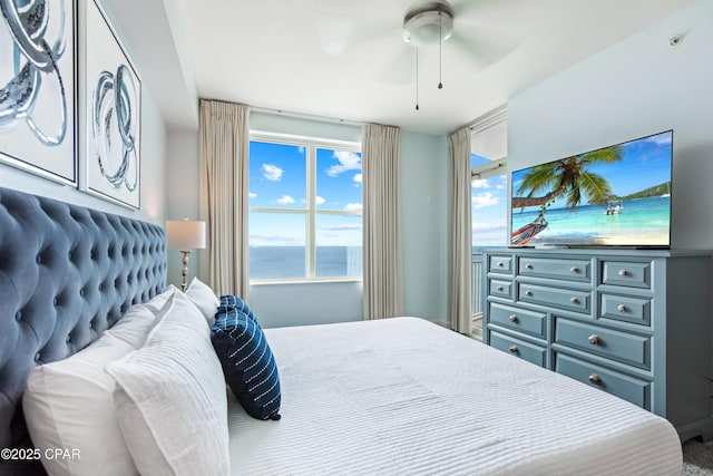 bedroom featuring ceiling fan