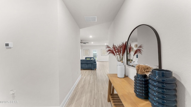 110 Crane Dr, Port St Joe, FL 32456 - hallway featuring light wood-style flooring, recessed lighting, and baseboards