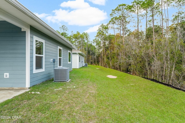 view of yard featuring central AC unit