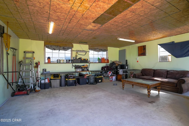 garage with cooling unit
