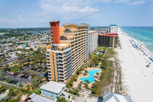 6627 Thomas Dr Unit 704, Panama City Beach, FL 32408 - bird's eye view with a water view and a view of the beach