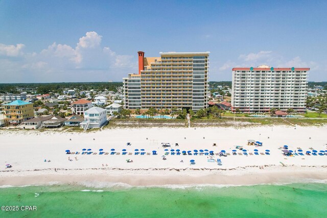 6627 Thomas Dr Unit 704, Panama City Beach, FL 32408 - aerial view featuring a water view and a view of the beach