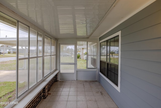 view of unfurnished sunroom