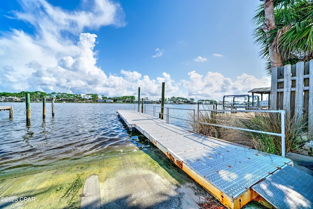 view of dock featuring a water view