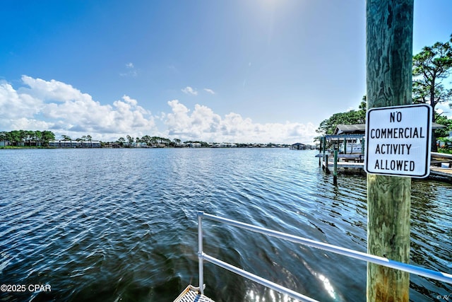 view of dock featuring a water view