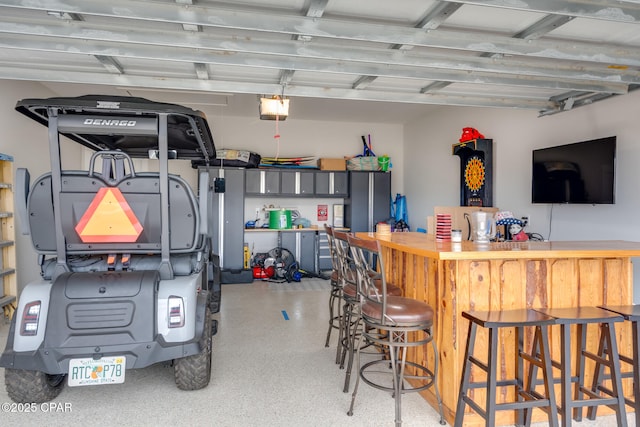 garage with a garage door opener