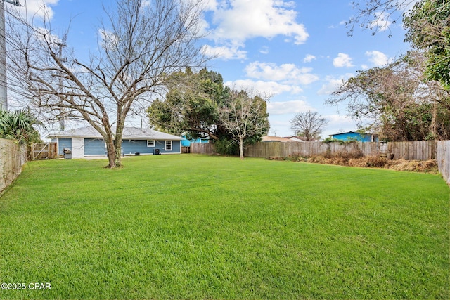 view of yard featuring a fenced backyard