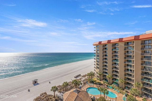 property view of water with a view of the beach