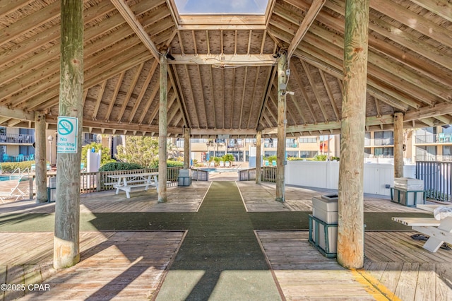 view of property's community featuring a gazebo and fence