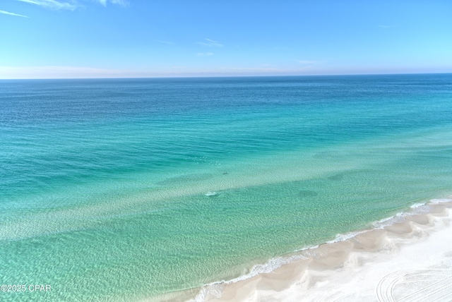 property view of water featuring a view of the beach