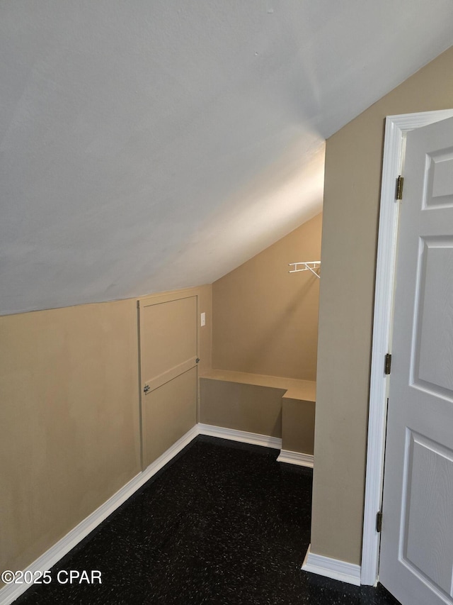 walk in closet with lofted ceiling