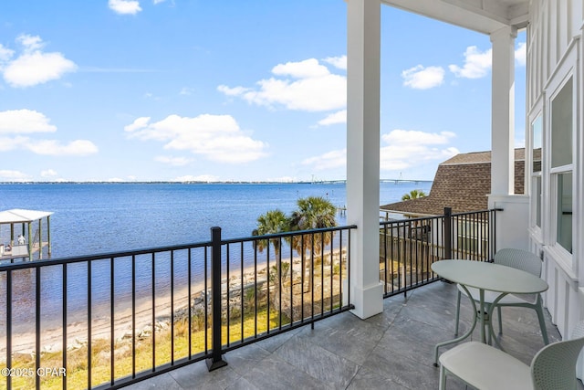 balcony with a water view