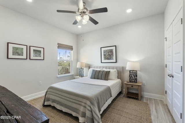 358 Sea Grove Way, Port St Joe, FL 32456 - bedroom featuring recessed lighting, wood finished floors, and a ceiling fan