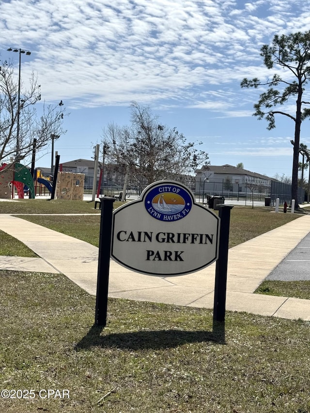 view of community sign