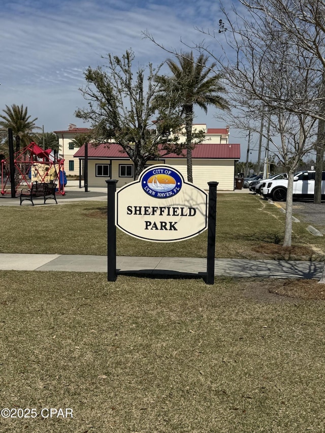 view of community sign