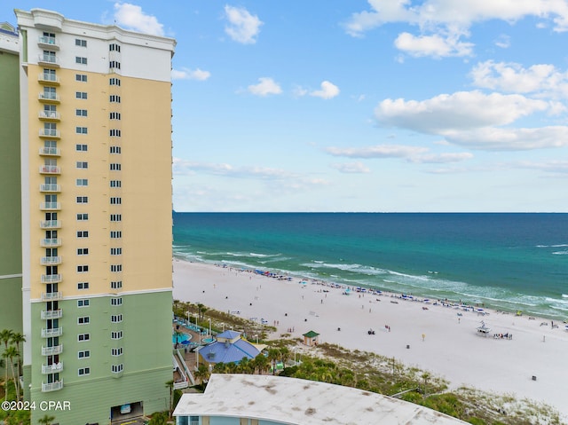 property view of water featuring a view of the beach