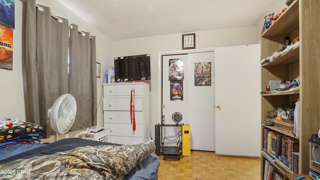 bedroom with a textured ceiling