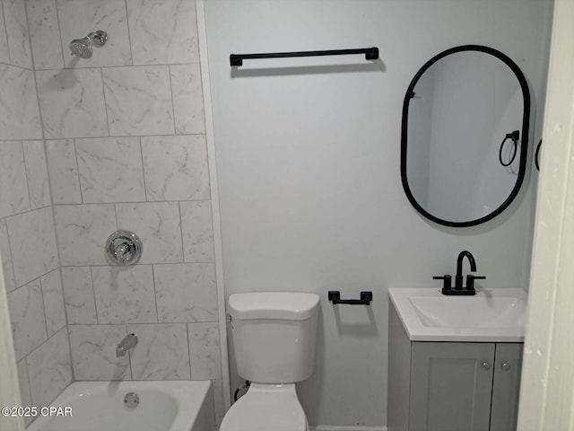 full bathroom with toilet, shower / bath combination, and vanity