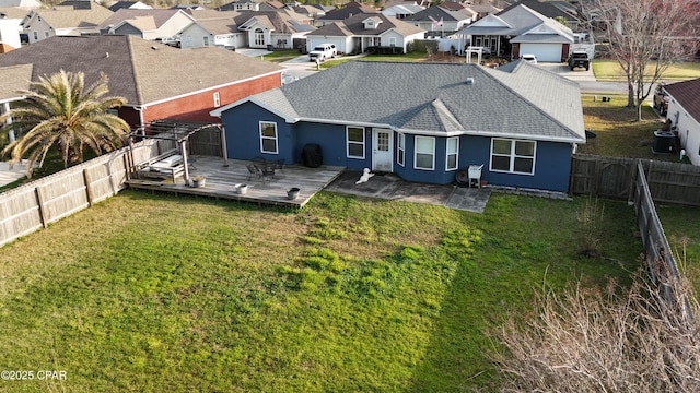 5429 Blue Dog Rd, Panama City, FL 32404 - back of property featuring roof with shingles, a residential view, a deck, stucco siding, and cooling unit