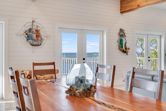 dining area with french doors