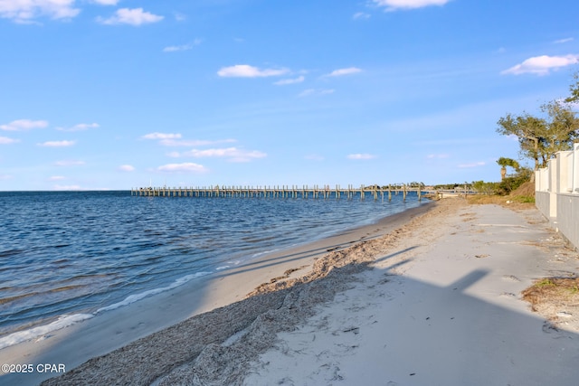 view of water feature featuring a beach view