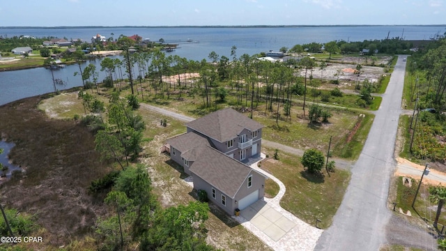 bird's eye view featuring a water view