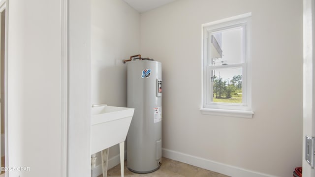 utility room with water heater