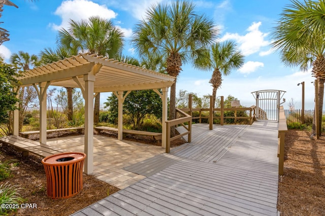 6627 Thomas Dr Unit 1702, Panama City Beach, FL 32408 - wooden terrace featuring a patio area and a pergola