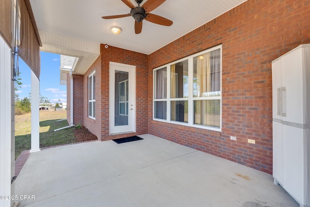 view of patio / terrace with a ceiling fan