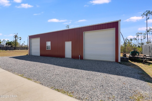 view of detached garage