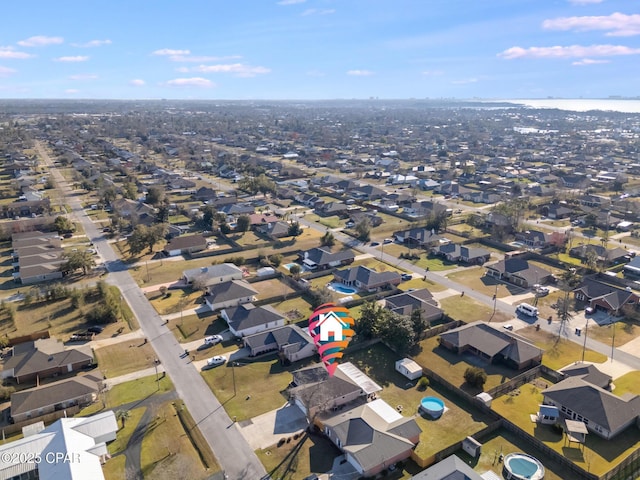 aerial view with a residential view