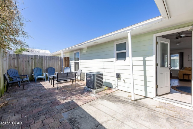 5801 Pinetree Avenue A, B, C & D, Panama City, FL 32408 - view of patio / terrace featuring central AC unit, fence, and ceiling fan