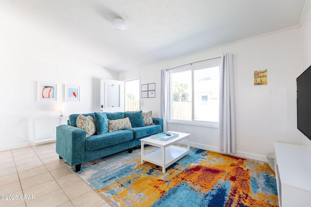 5801 Pinetree Avenue A, B, C & D, Panama City, FL 32408 - living area with light tile patterned floors, lofted ceiling, and baseboards
