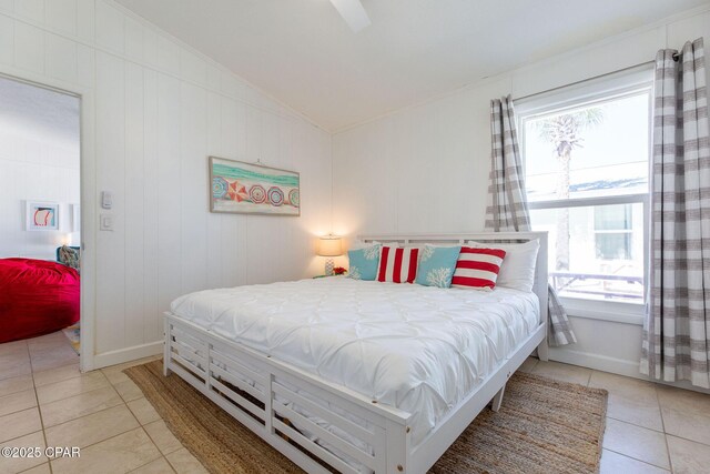 5801 Pinetree Avenue A, B, C & D, Panama City, FL 32408 - bedroom featuring multiple windows, tile patterned flooring, lofted ceiling, and ceiling fan